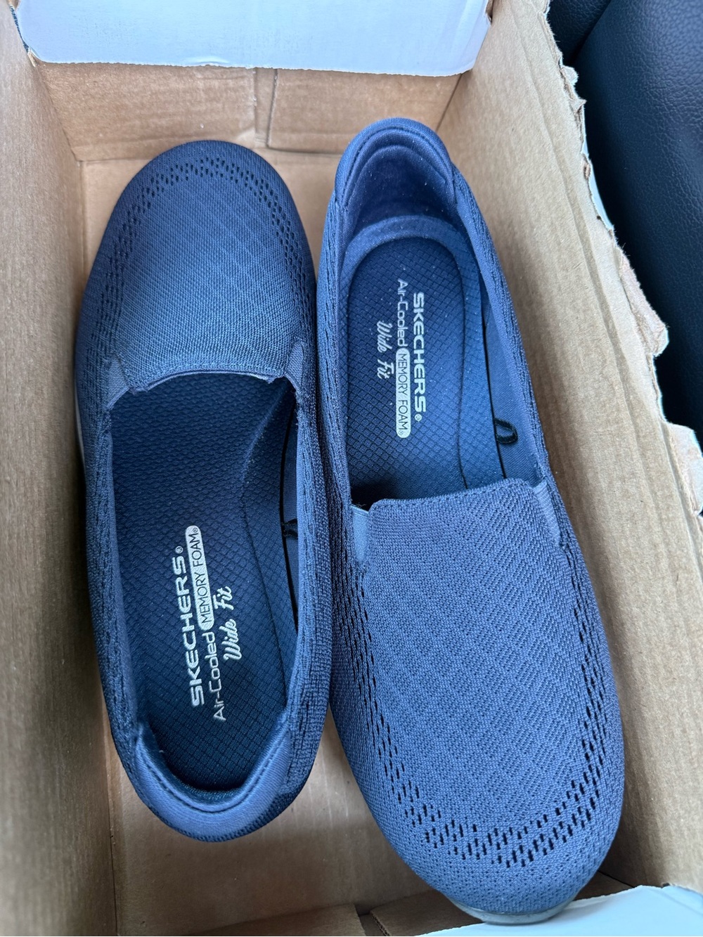 Skechers Blue Slip-On Knit Memory Foam Sneakers